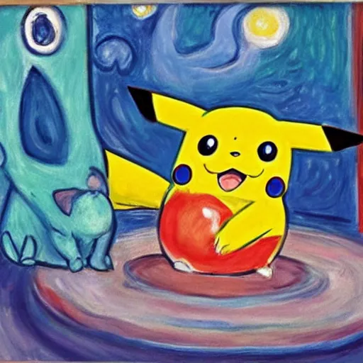 Image similar to Pokémon painting by Edvard Munch