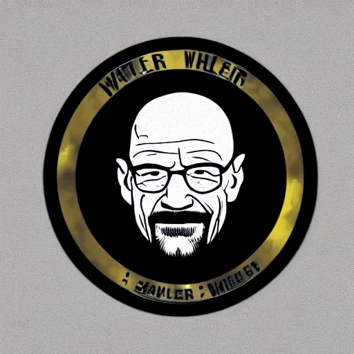 Prompt: logo design, walter white smiling like the joker