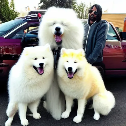 Prompt: samoyed with snoop dogg