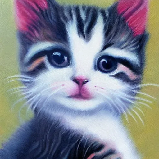 Image similar to an oil painting of a kitten