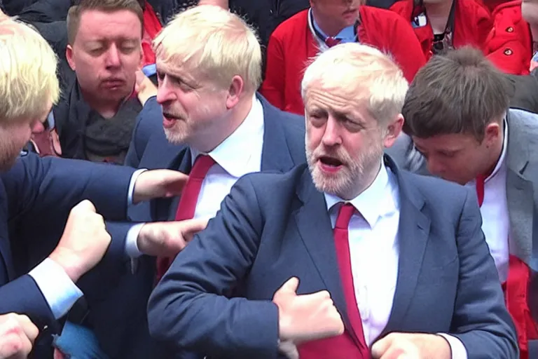 Image similar to jeremy corbyn punches boris johnson