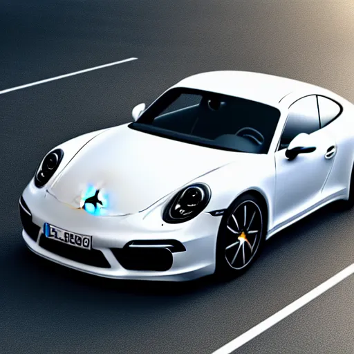 Image similar to Porsche designed by Apple, studio light, octane render