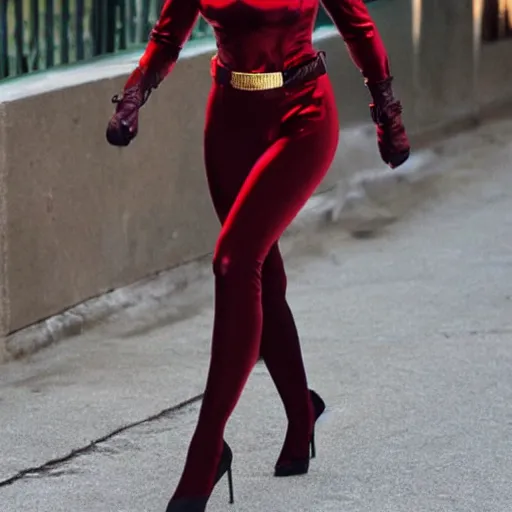 Image similar to Ron Burgundy as cat woman, skin tight outfit