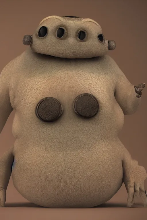 Image similar to pixar style anthropomorphic tardigrade, high detail, symmetrical, anatomically accurate, octane render,