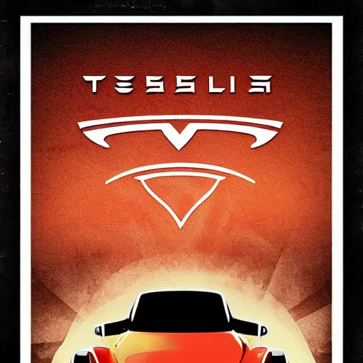 Prompt: tesla poster in art deco style