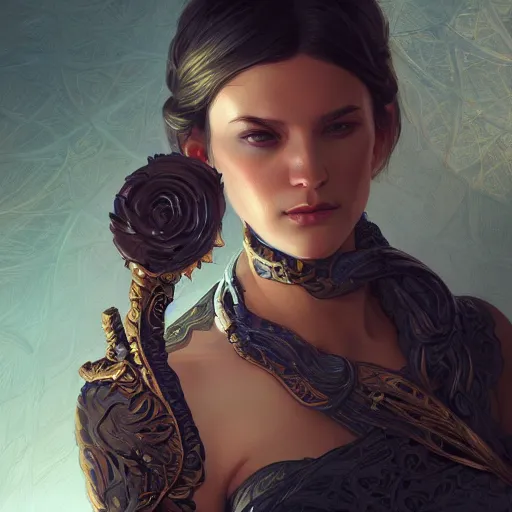 Image similar to Brent Young portrait of an Alyx Vance, D&D, fantasy, intricate, elegant, highly detailed, digital painting, artstation, concept art, smooth, sharp focus, illustration, art by artgerm and greg rutkowski and alphonse mucha