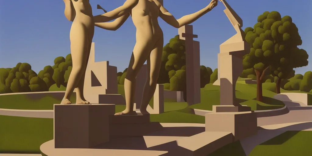 Image similar to in the statue garden by kenton nelson