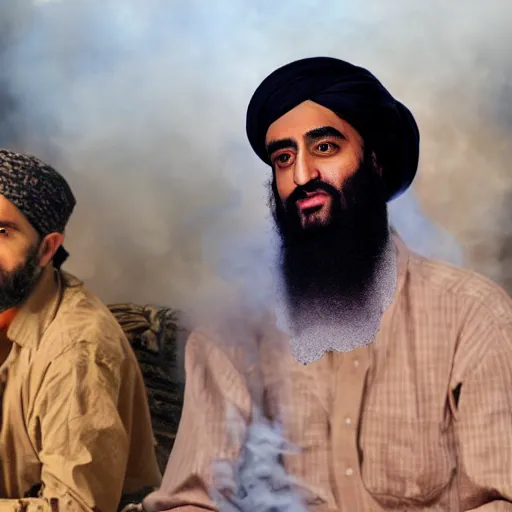 Image similar to 8 k uhd footage osama bin laden smoke marlboro, uhd details