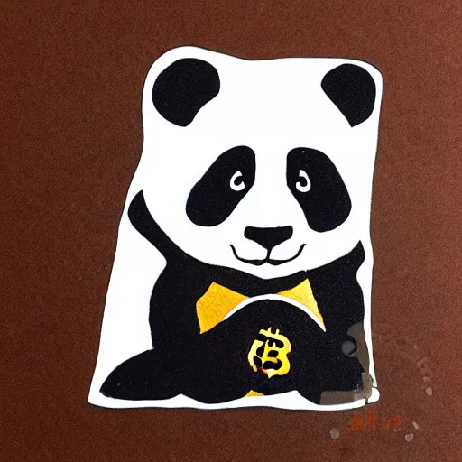 Prompt: “ hand drawn panda holding realistic bitcoin ”