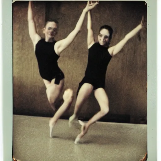 Image similar to polaroid of dancers, smudge, lo fi, mix, texture