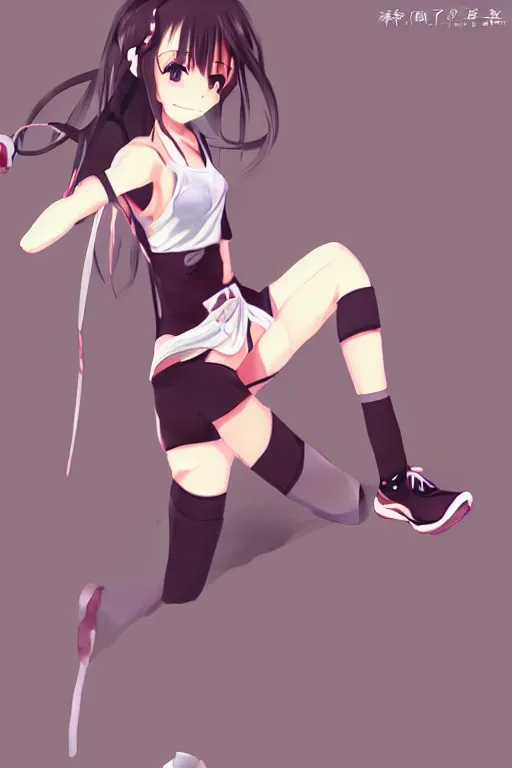 Prompt: pretty anime woman wearing sports clothes, fullbody art, drawn by WLOP, trending on artstation, one character only