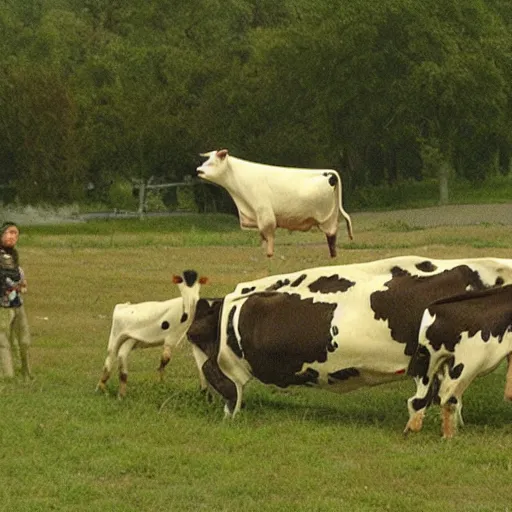 Image similar to cow abduction by aliens