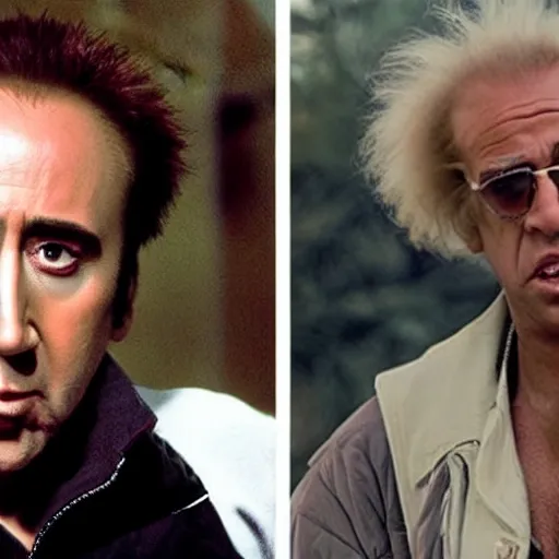 Prompt: nicolas cage is doc brown