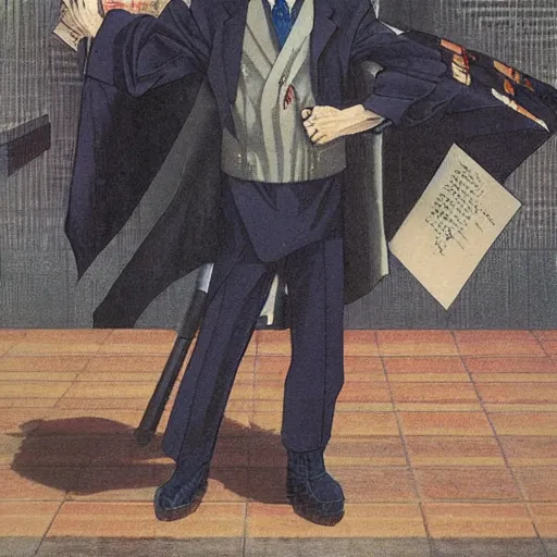 Image similar to anime detective joseph goebbels by hasui kawase by richard schmid