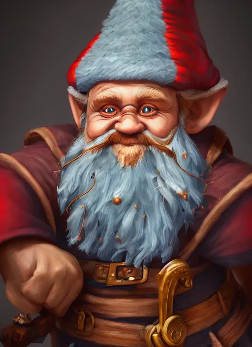 Image similar to a highly detailed and hyperrealistic airbrush painting of a gnome mage, trending on artstation, unreal 5, daz, hyperrealistic, world of warcraft, pathfinder, rpg, roleplay