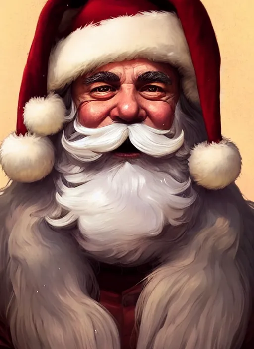 Image similar to Highly detailed portrait of santa claus on cocaine, in GTA V, Stephen Bliss, unreal engine, fantasy art by Greg Rutkowski, Loish, Rhads, ferdinand knab, Makoto Shinkai and Lois van baarle, ilya kuvshinov, rossdraws, Tom Bagshaw, alphonse mucha, global illumination, radiant light, detailed and intricate environment