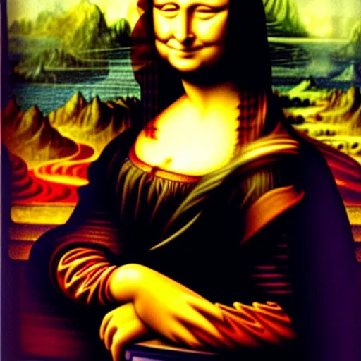 Prompt: mona lisa getting hype at the club