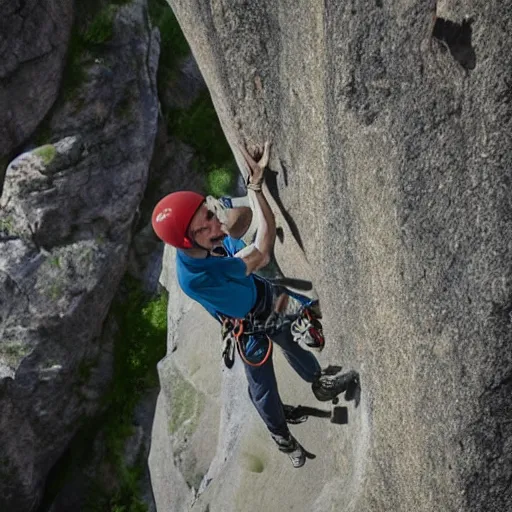 Prompt: two men rock climbing, photorealistic