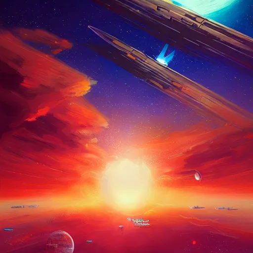 Prompt: an alient fleet in orbit above earth by anato finnstark and alena aenami