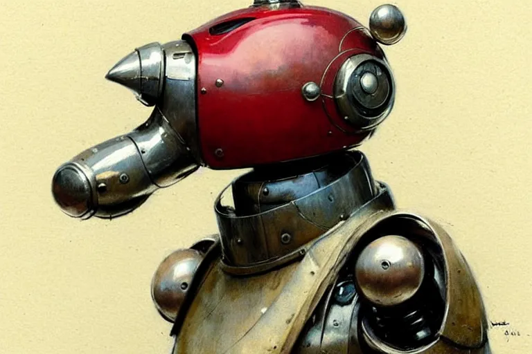 Image similar to adventurer ( ( ( ( ( 1 9 5 0 s retro future robot android dog. muted colors. ) ) ) ) ) by jean baptiste monge!!!!!!!!!!!!!!!!!!!!!!!!! chrome red