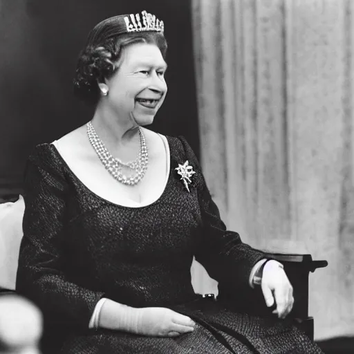 Image similar to queen elizabeth when she still looked good, directing an army