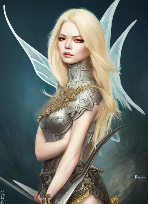 Image similar to blonde combat fairy venizian era, dark fantasy, extremely detailed, sharp focus, portrait, smooth, digital illustration, by rossdraws, frank franzzeta