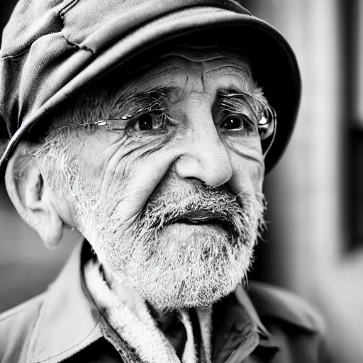 Image similar to Fuji xt3 portrait of an old Jewish man with curly brown hair and sparkling eyes, Brooklyn, New York