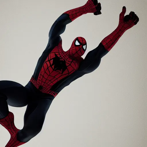 Image similar to black spider - man suit with white web lining, cinematic, volumetric lighting, realistic, hyperdetailed, photorealistic, photograph