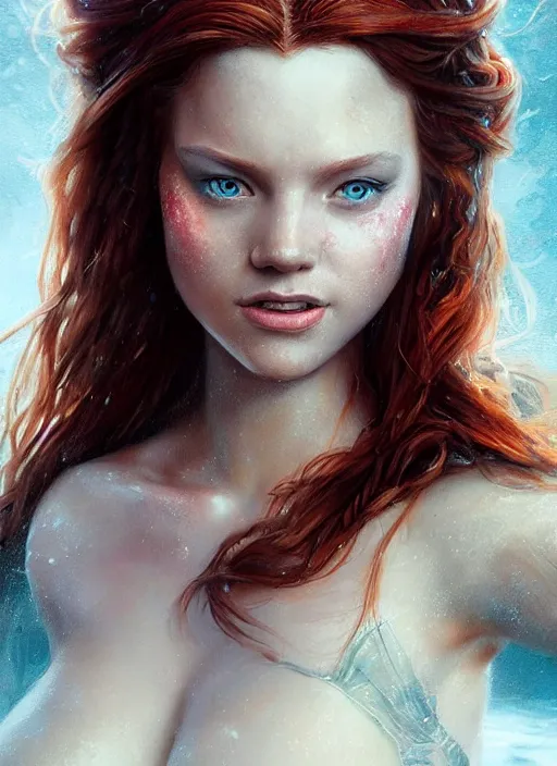 Prompt: princess ariel, hyper realistic face, beautiful eyes, fantasy art, in the style of greg rutkowski, intricate, hyper detailed, smooth