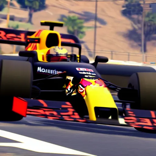 Image similar to Gameplay screenshot of Max Verstappen in GTA V, Grand Theft Auto, Red Bull