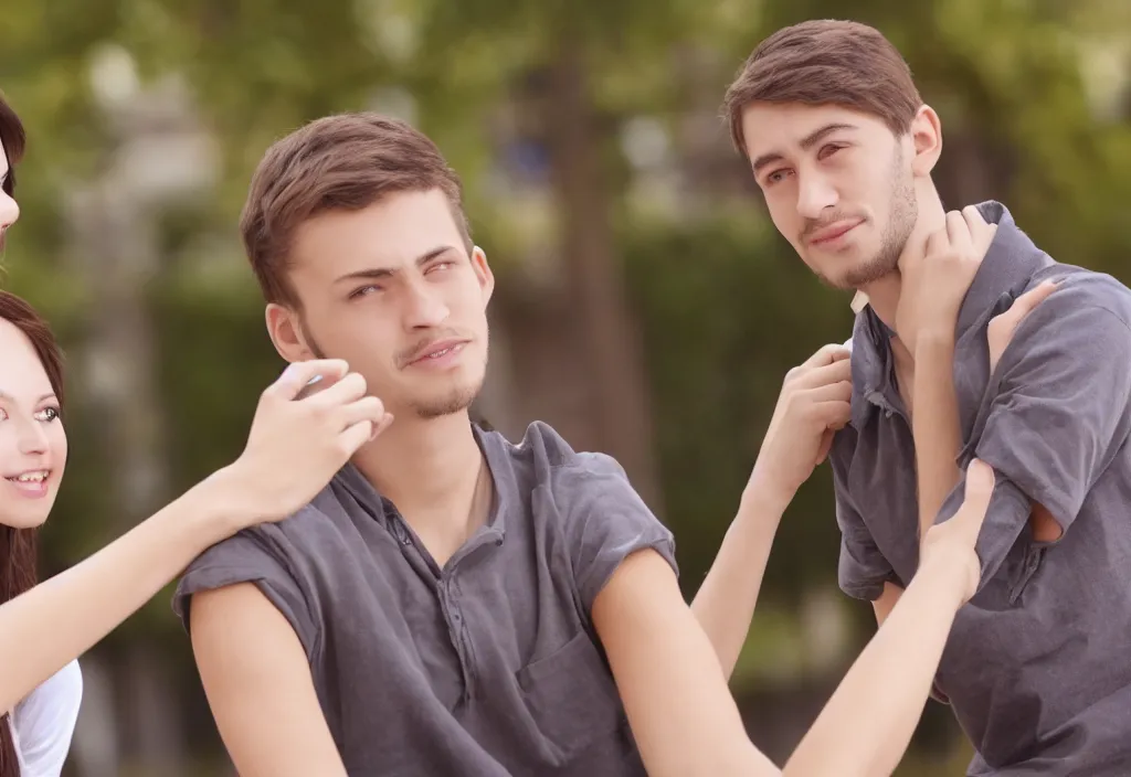 Image similar to weird guy trying to talk to a girl, hd, high detailed