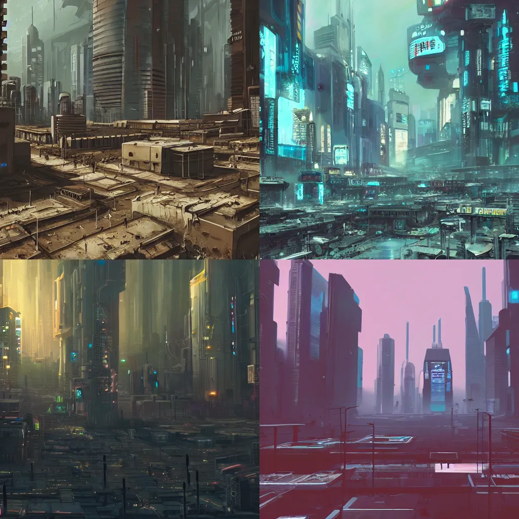 Prompt: a desolate future cyberpunk city