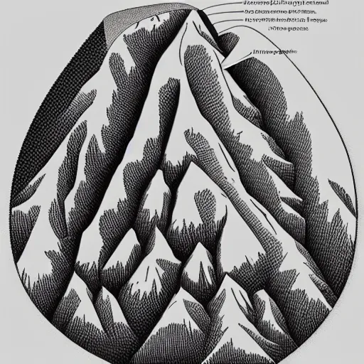 Image similar to cross section of a mountain, detailed.