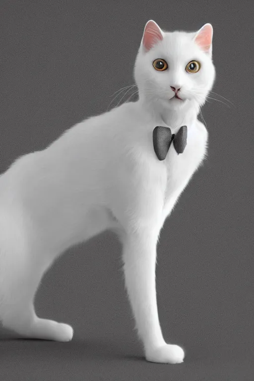 Image similar to a white cat wearing a formal overcoat, hyperrealistic, concept art, octane render, unreal engine 5, trending on DeviantArt, highly detailed, high quality, 8K, soft lighting, cute, studio background, studio lighting, realistic face, trending on Artstation, elegant clothes, profile picture