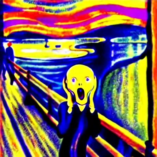 Prompt: painting of the scream, by lisa frank