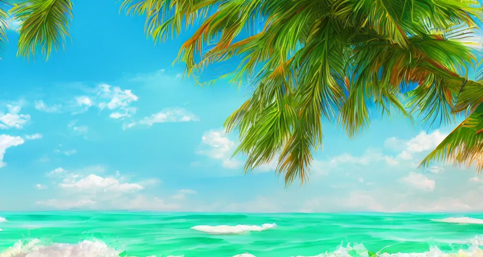 cartoony pastel beach wallpaper, trending on artstation Stable