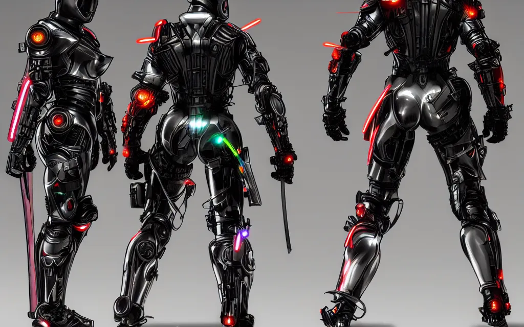 Image similar to war, diverse katana cybersuits, from behind, wide wide angle, vivid, elaborate, highly detailed, beautiful lighting