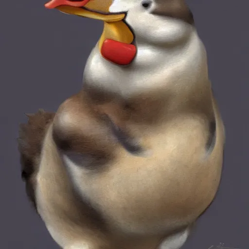 Prompt: A photorealistic obese duck with a triple chin, by Jason de Graaf, trending on artstation, 8k