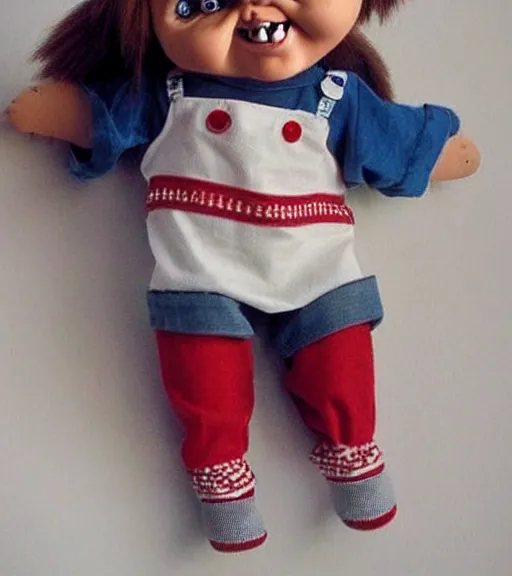 Prompt: a really cute version of the doll chucky