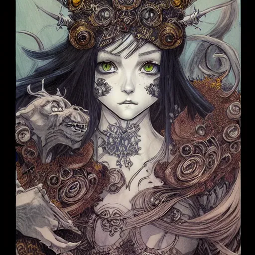 Image similar to prompt: Portrait painted in world of Warcraft style drawn by Vania Zouravliov and Takato Yamamoto, inspired by Fables, intricate acrylic gouache painting, high detail, sharp high detail, manga and anime 2000