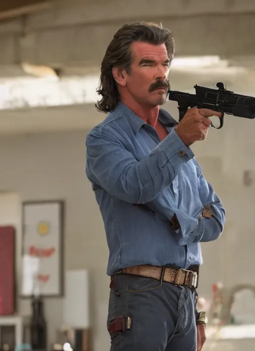 Prompt: film still of Pierce Brosnan as Martin Riggs in Lethal Weapon, 4k