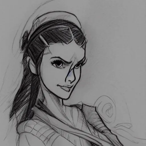 Image similar to milt kahl sketch of victoria justice as princess padme from star wars episode 3