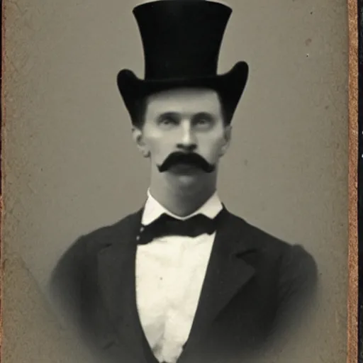 Image similar to portrait of flat erik with a top hat, 1 8 9 0 vintage photo