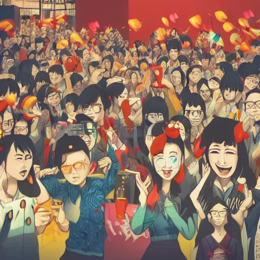 Image similar to Taiwan having a party with china , trending on artstation, detailed illustration