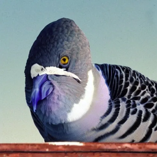 Image similar to jim carrey's head as the head of a carrier pigeon