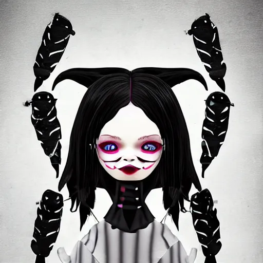 Image similar to Glitchpunk Wednesday Addams, digital art