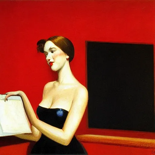 Image similar to radio, city, queen of hearts, painting, by edward hopper