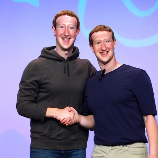 Image similar to Mark Zuckerberg happy to meet Mickey