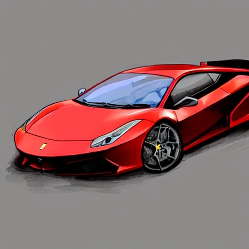 Image similar to half ferrari half lamborghini drawn by greg rutkowski