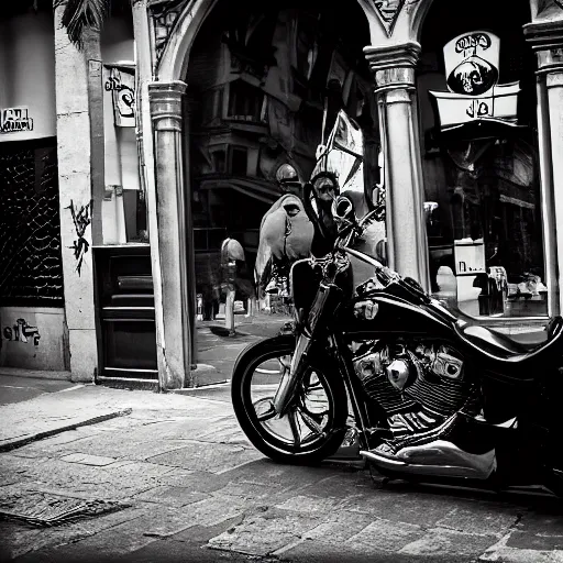 Image similar to jesus on a harley, street photographer, leica s